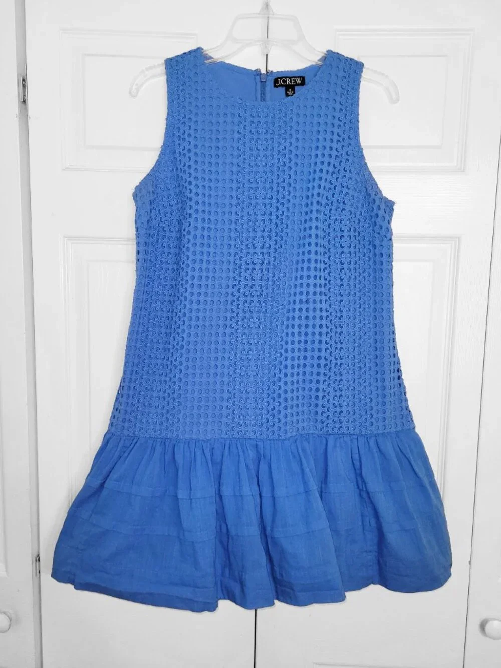 J. Crew Pleated Hem Eyelet Shift Dress